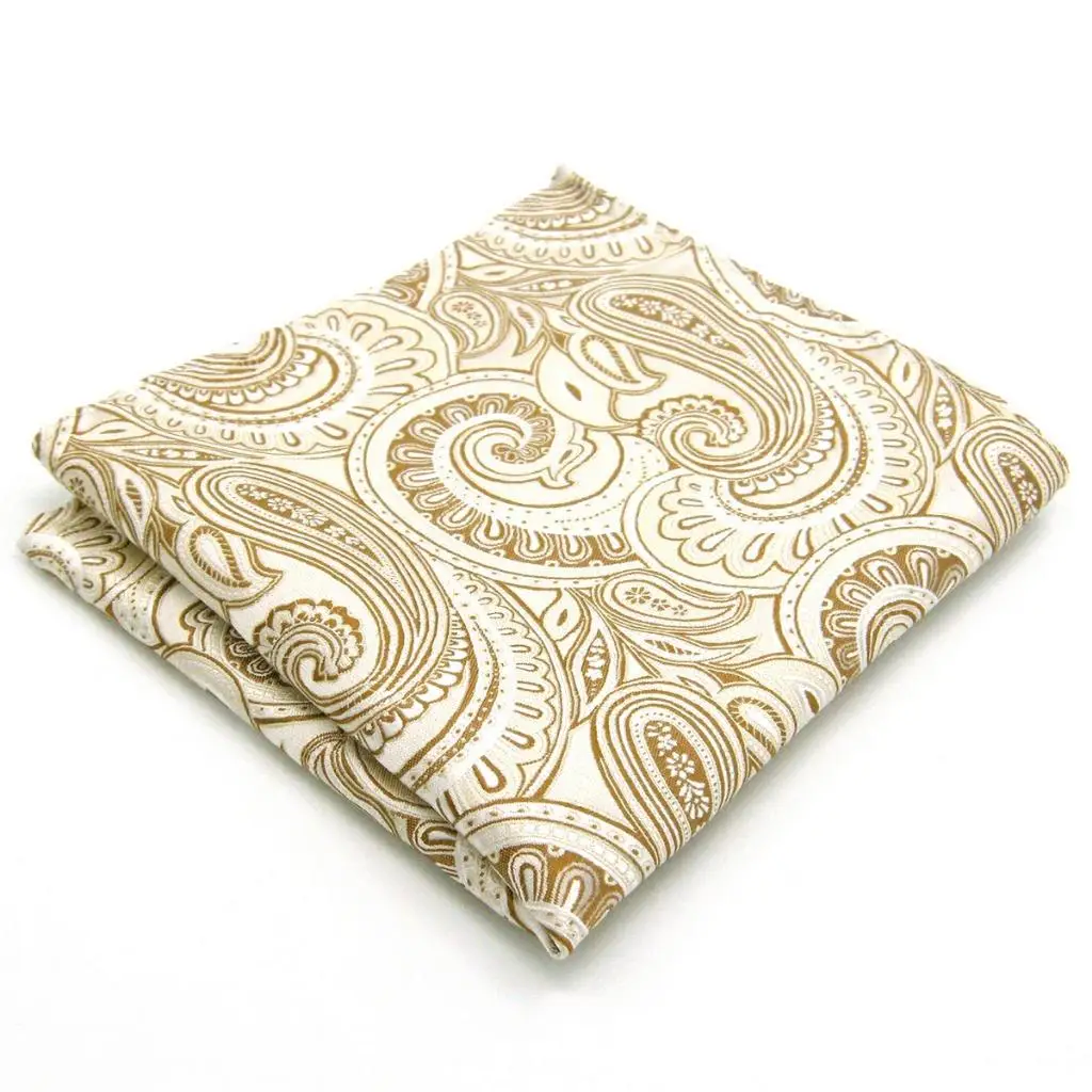 AH06 новый мужской карманный квадратный кремовый Пейсли Шелковый Hanky классический