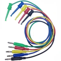 daniu 1pcs 4mm banana plug to copper dual test hook clip cable lead wire connector 100cm dc ac multimeters random