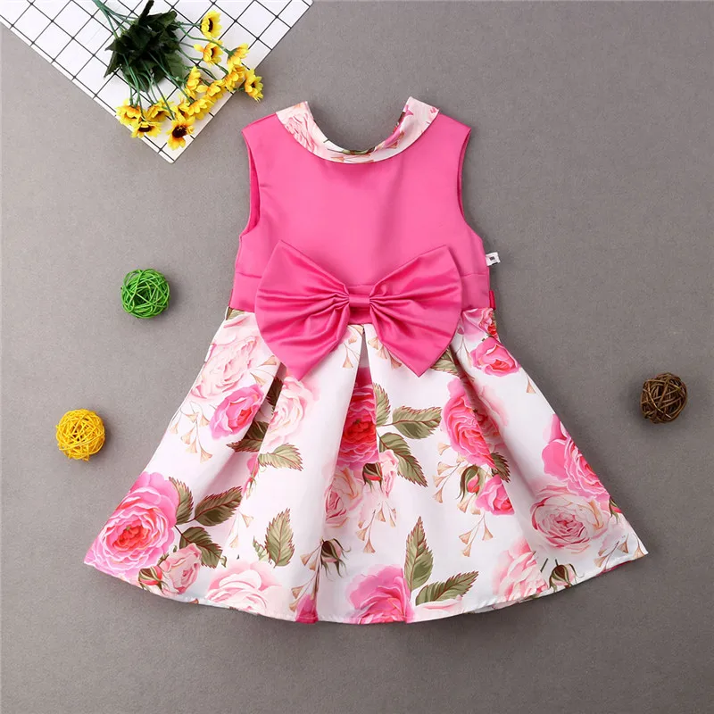 Детское платье с цветочным узором для девочек Pudcoco свадебное принцессы бантом и
