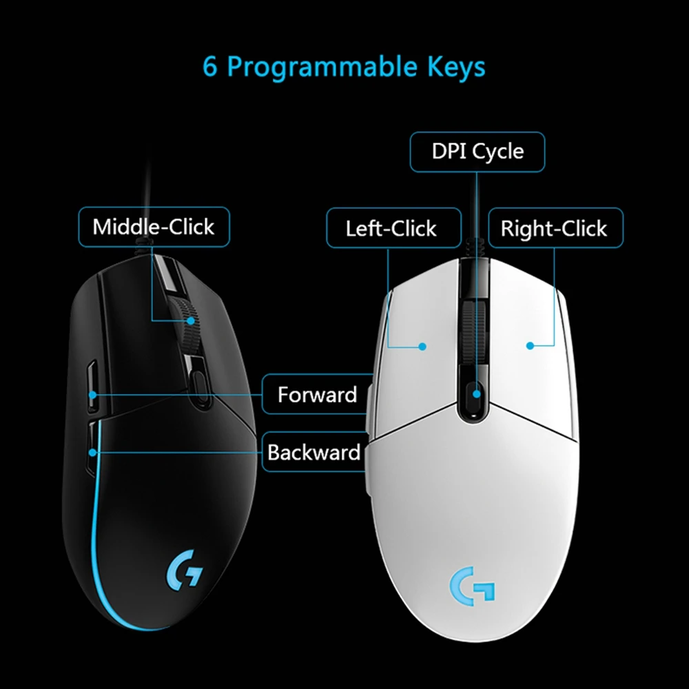 Logitech G102 PRODIGY игровая Оптическая Проводная мышь Поддержка настольного ноутбука