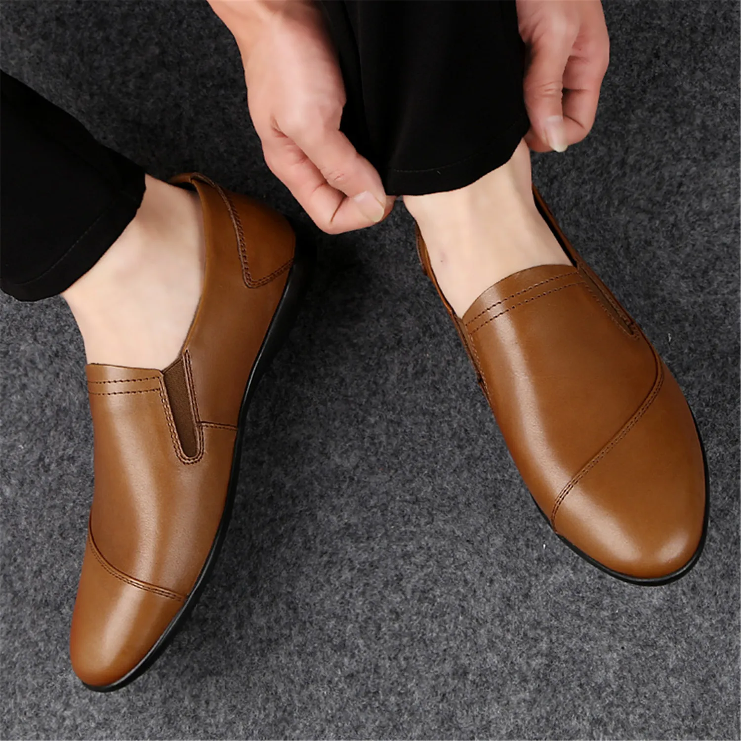 Genuine Leather Loafers Men Leisure Slip On Shoes Breathable Driving Moccasins | Обувь