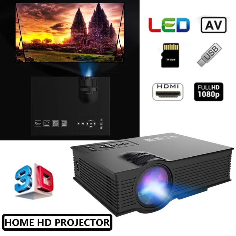 Uc68 театр мультимедийный проектор 80 Ansi Hd 1080P видео встроенный Hifi Динамик для