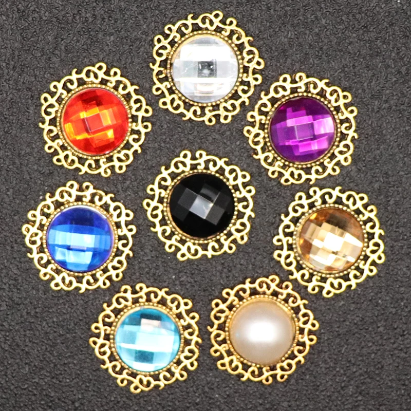 10pcs Round Decorative Rhinestone Buttons For Girl Hair Accessories Dress Crafts Jewelry Scrapbooking Sewing | Дом и сад