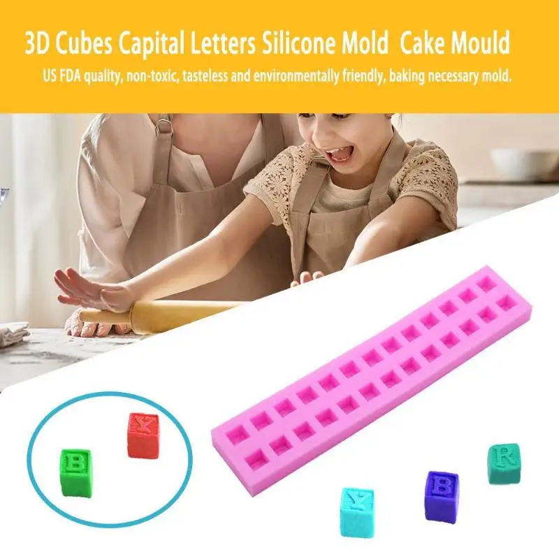 US FDA качество Креативные 3D кубики заглавные буквы силиконовые DIY формы шоколад
