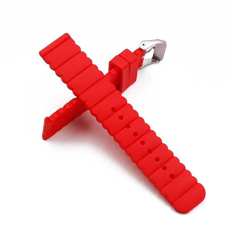 Silicone strap 20mm watch accessories pin buckle outdoor sports waterproof watch belt for women and children men watch band