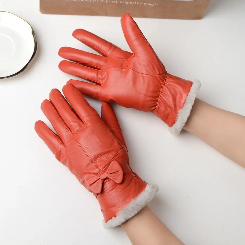 

New Style Outdoor Riding Autumn And Winter Gloves Thick Warm Palm Sheepskin Gloves Female plus Velvet Short Glove