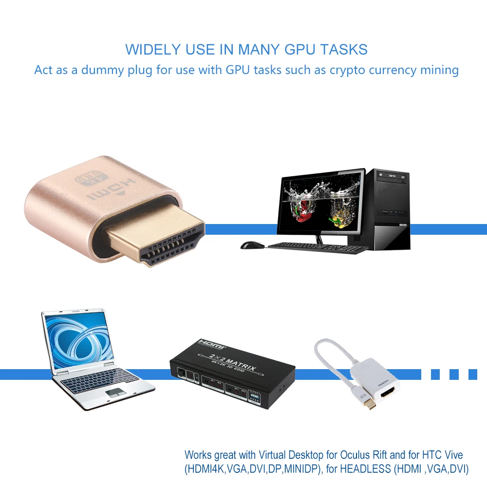 Powstro 1080P HDMI штекер поддельный дисплей мини-призрак эмулятор Безголовый манекен призрак 60 Гц HDMI адаптер монитор