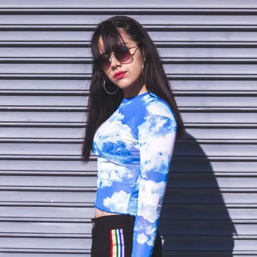 2019 Новая модная женская водолазка с принтом Амура херувима голубой сетчатый