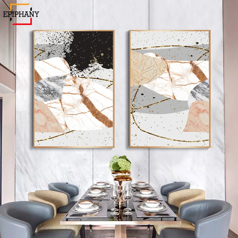 Geometric Marble Abstract Posters and Prints Modern Canvas Art Painting Decorative Pictures Nordic Style Home Decoration|Рисование и