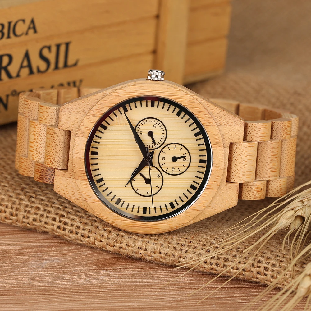 Часы наручные мужские с деревянным ремешком ультралегкие кварцевые защитой