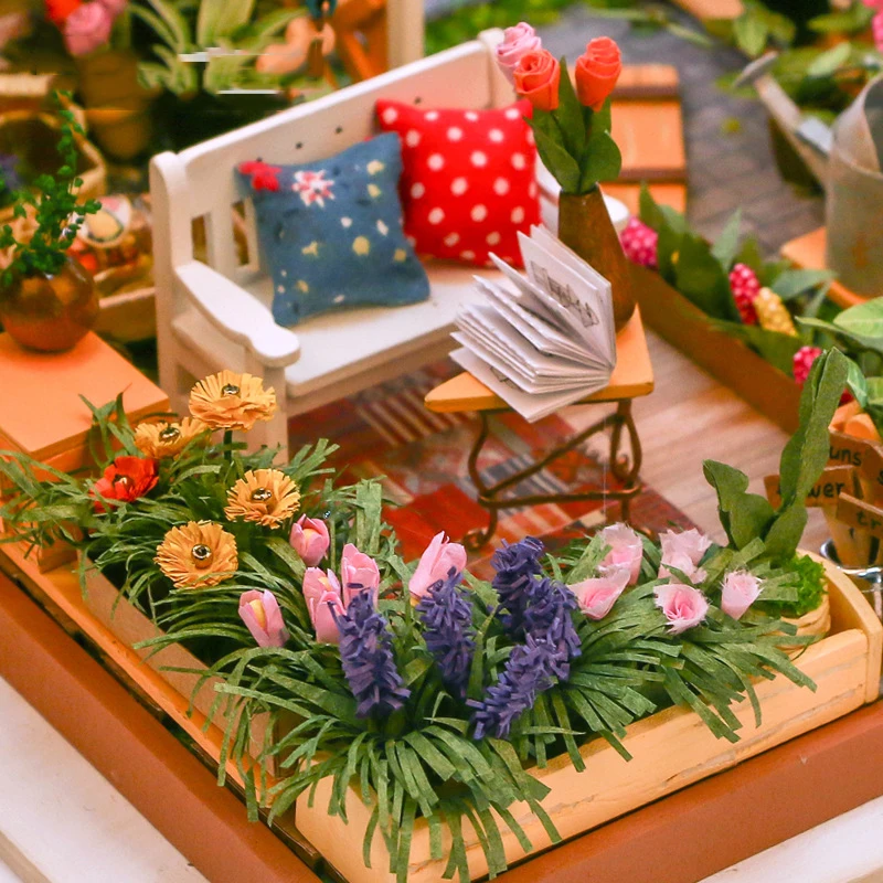 FBIL-DIY деревянный Солнечный сад миниатюрный кукольный домик 3D светодиодный мини