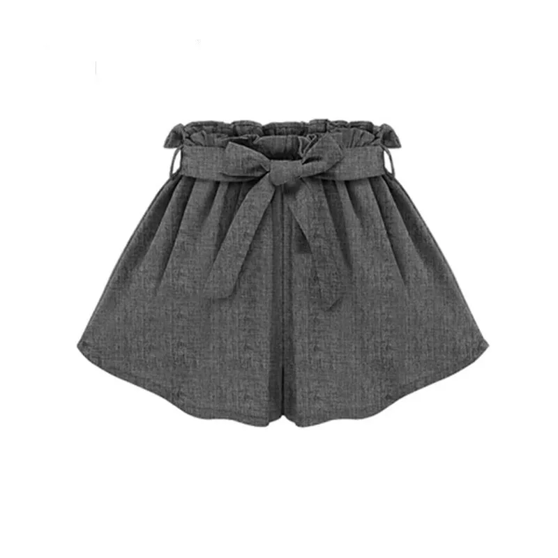 

Trend Solid Color Women High Waist Shorts Bow Belt Woman Short Fashion Summer Loose Short Trousers