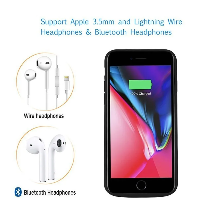 Внешний аккумулятор Ext power 5500 мА/ч чехол для IPhone 6 6s 7 8 перезаряжаемый расширенная