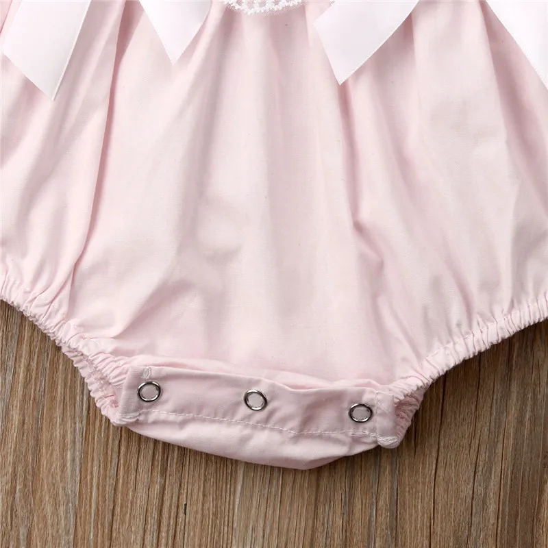 

Toddler Baby Girl Summer Sleeveless Romper Cotton Lace Flower Stitching Romper Bowknot Princess Jumpsuit Baby Girl Clothes 0-24M