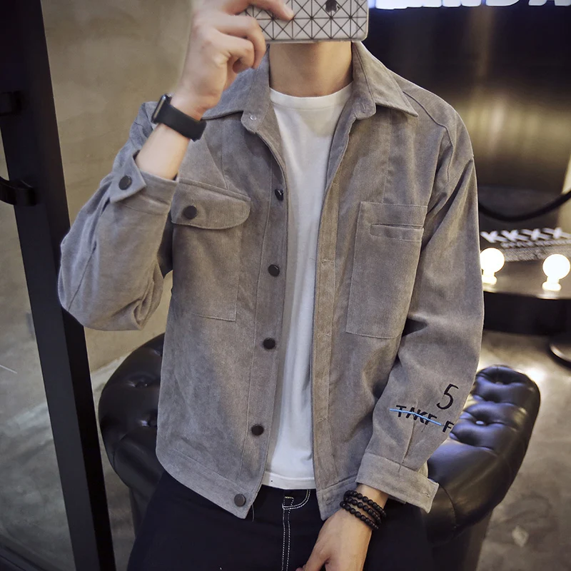 

New Spring And Autumn Tooling Men's Korean Version Of Self-cultivation Handsome Denim Jacket Men Boys Clothing Turn-down Collar