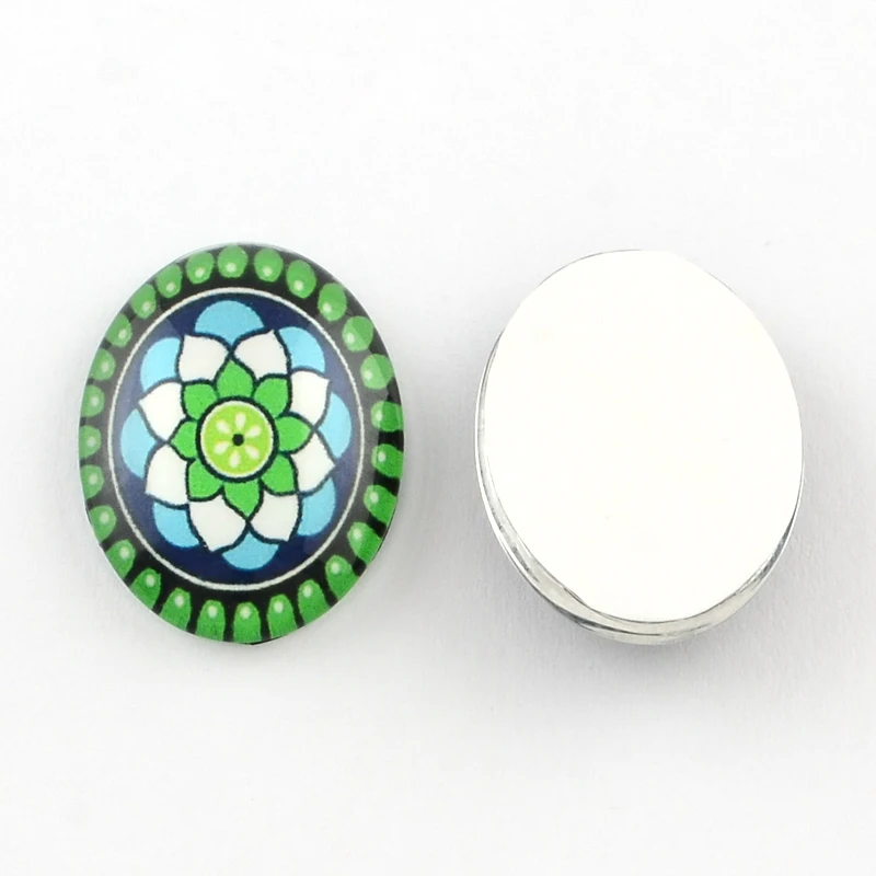 

10pcs Glass Oval Cabochons for Jewelry Making 32x25x6.5mm Random Color Mixed Flatback Cabochons