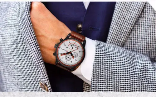 Men Military Leather Analog Army Stainless Steel Sports Date Quartz Wrist Watch | Электроника