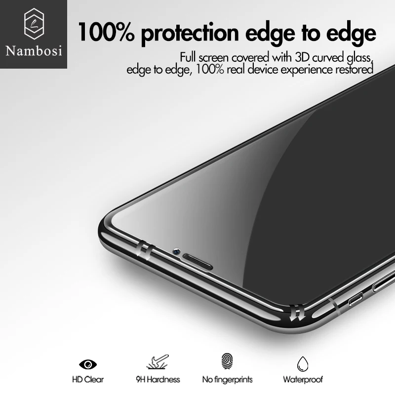 Nambosi 3D полное изогнутое закаленное стекло для защиты экрана iPhone X XS 11 Pro Max анти