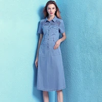 nordic winds denim dress summer thin stitching hollow out chemical allover lace short sleeved dress women nw19b6084