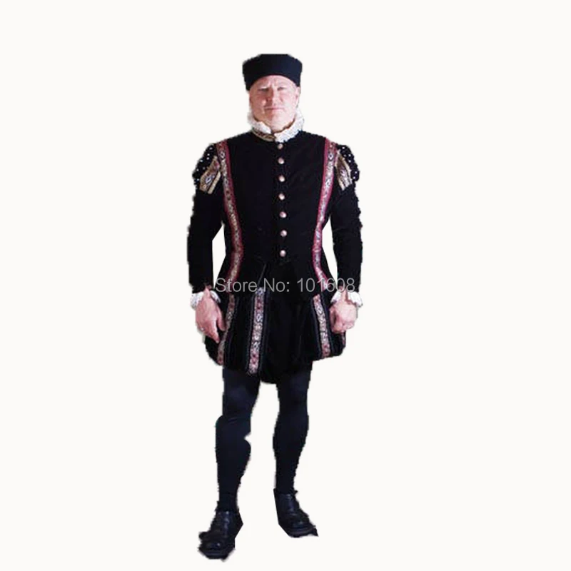 

Customized!Jackets+skirt Men's 2pcs Black Velves Retro Coats Singer DJ concert MAN Victorian stage Performance MALE Suits N-021