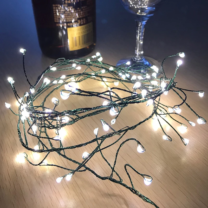 Темно зеленые сказочные светящиеся петарды 61 &quotдлина 100 светодиодов медная