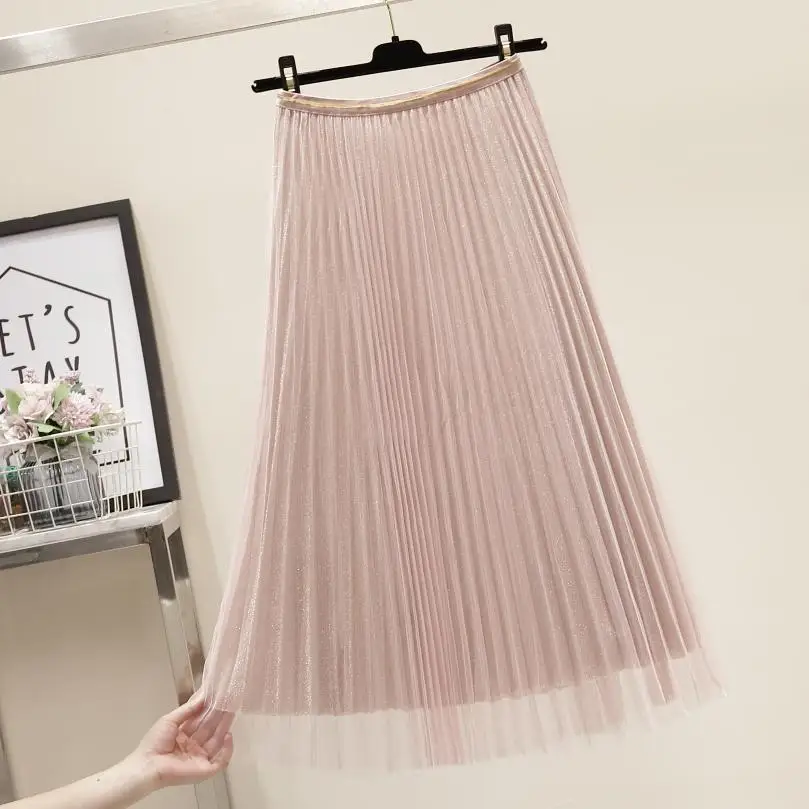 2019 летняя сетчатая юбка женская одежда розового и черного цветов | Женская