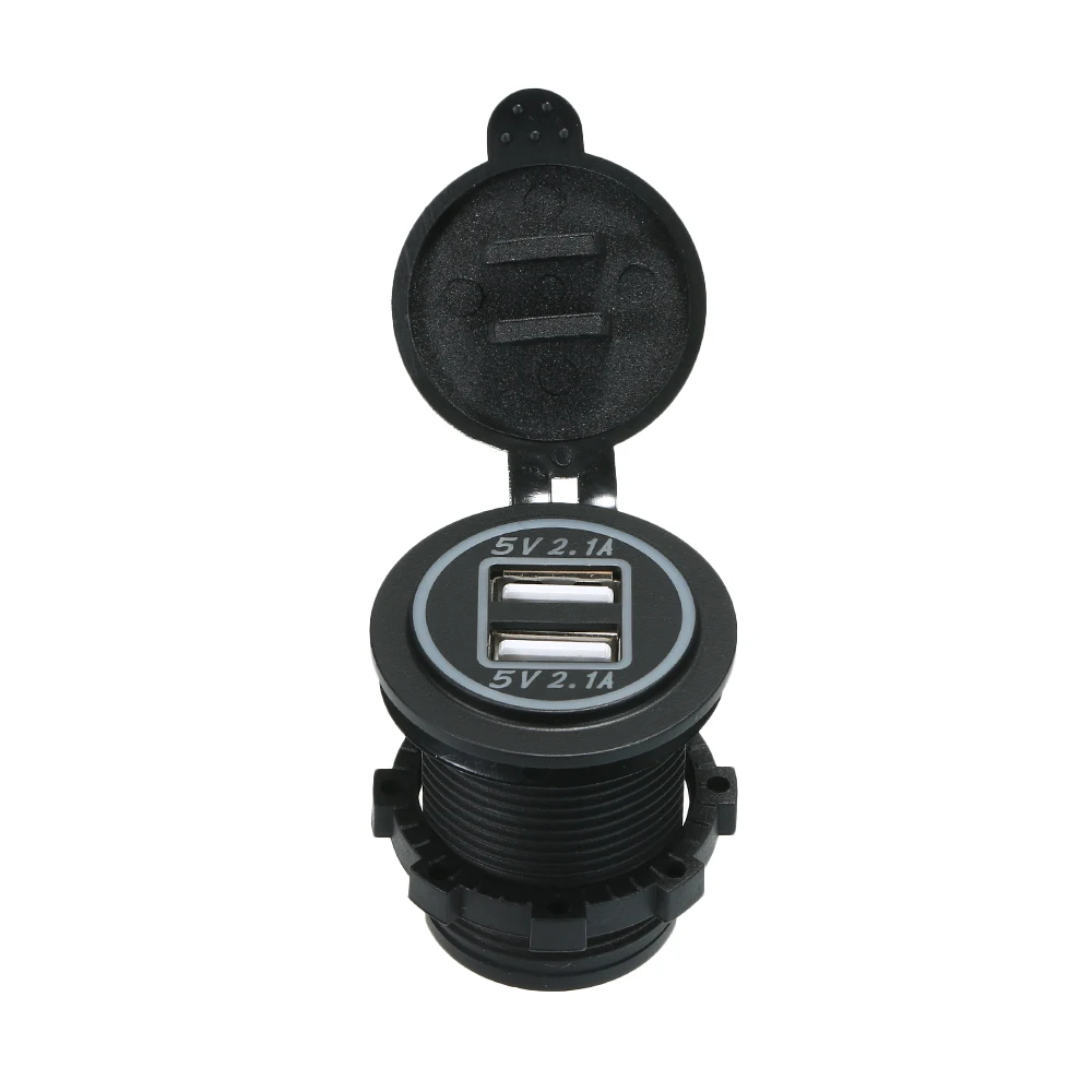 12V Dual USB Автомобильное зарядное устройство Зарядное гнездо Водонепроницаемый