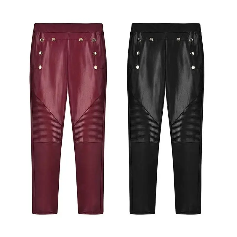 2018 осенне-зимняя женская одежда леггинсы-карандаш из искусственной кожи тонкие
