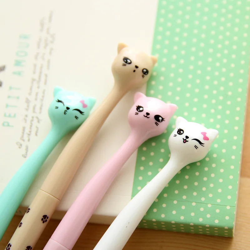 4PCS New 0.5mm Cute Candy Color Footprint Cat Gel Ink Pens Maker Pen School Office Supply Escolar Papelaria Student Prize | Канцтовары