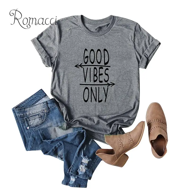 Женская футболка Romacci большого размера хлопковая Футболка с принтом со стрелами