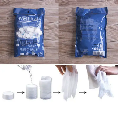 Cost Efficient 100pcs Mini Portable Face Care Cotton Compressed Towel Outdoor Travel Camping Indispensable Condense White | Дом и сад