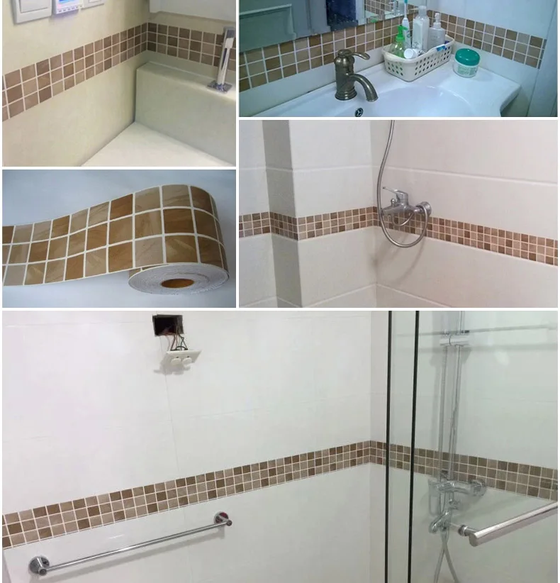 Самоклеящаяся мозаика DIY 5 м * 10 см кухонные виниловые наклейки на границы для