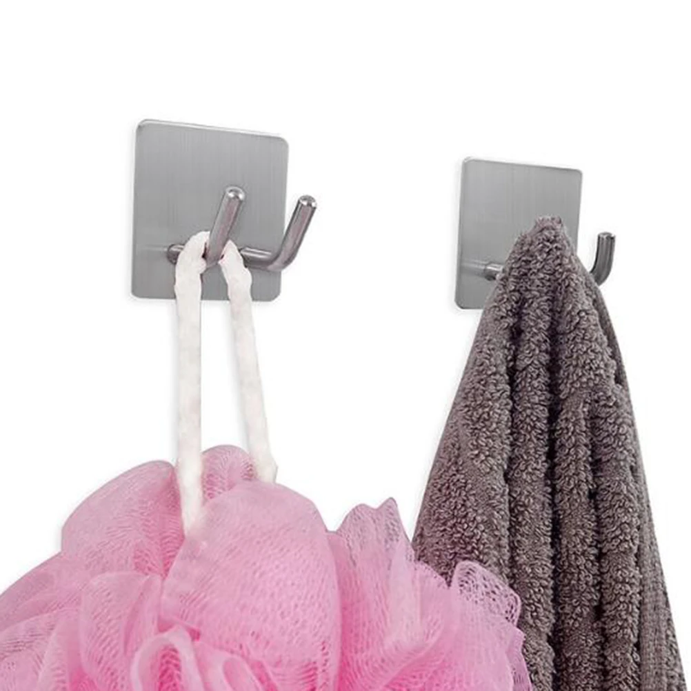 

1pc Stainless Steel Hooks Hat Hooks Punch Free Wall Hangers Wall Hooks(Double Oblique Hook Pattern)