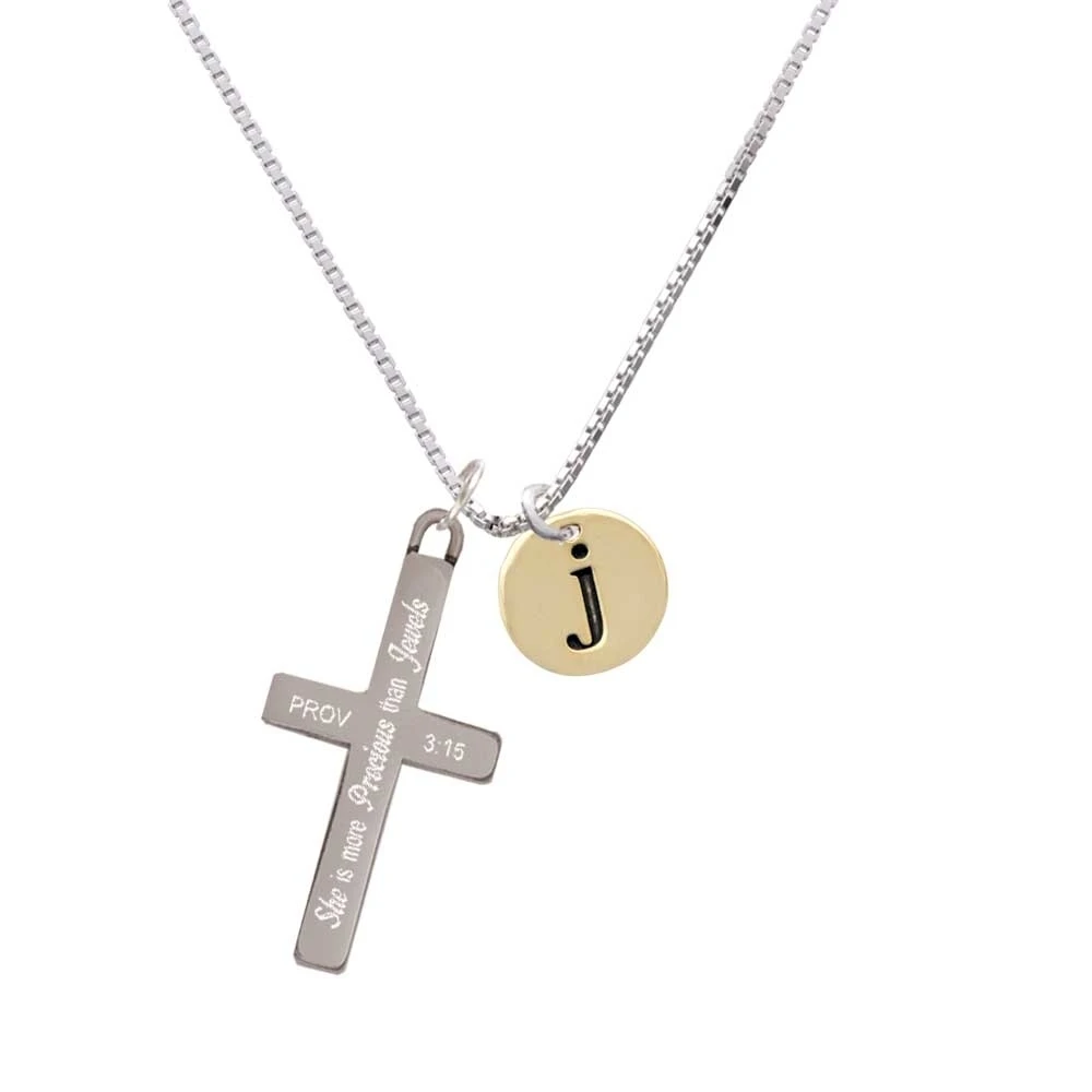 Золотой тон диск 1/2 ''Initial J She является более драгоценным крест