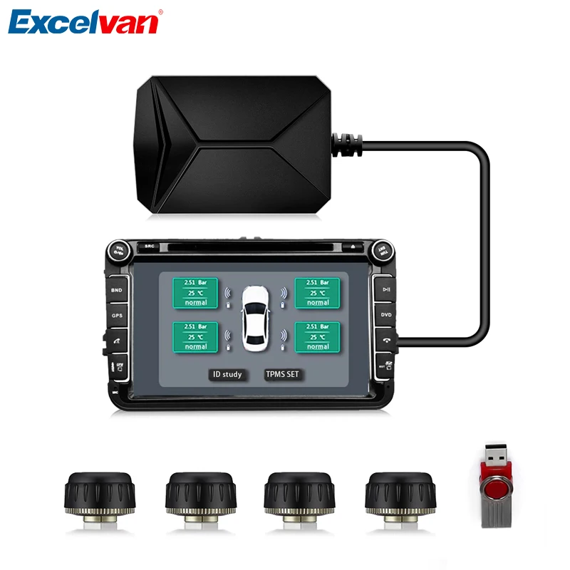 Автомобильный TPMS система мониторинга давления в шинах для Android радио плеер 433 92