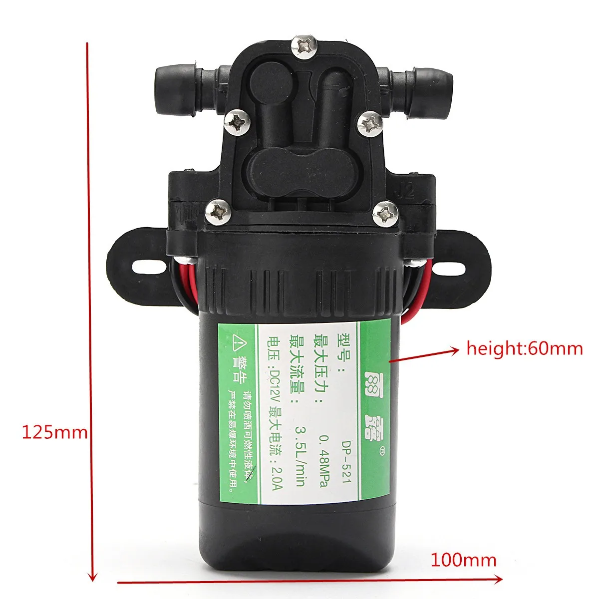 Прочный DC 12 V 70PSI 3.5L/мин сельскохозяйственный Электрический водяной насос черный