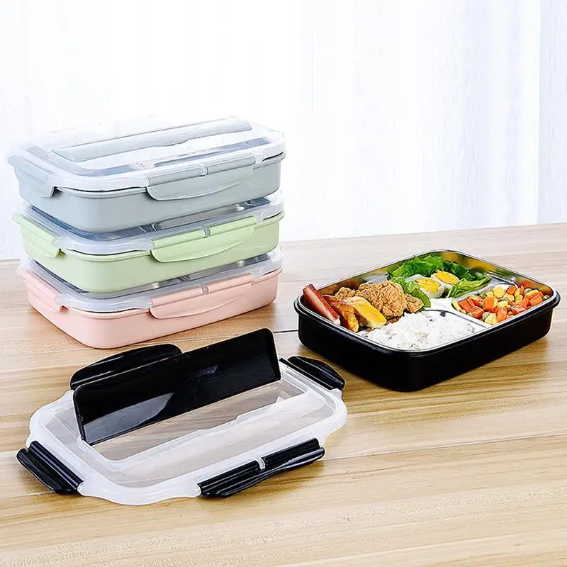 4-Grid Lunch Box Stainless Steel Food Storage Double Sealed Insulated Bowl Men Women Leak-Proof Bento Container | Дом и сад