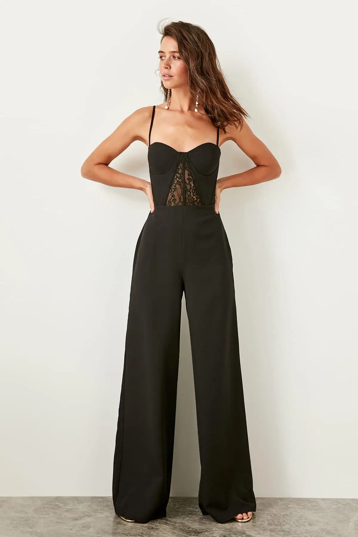 Trendyol черный прозрачный комбинезон TPRSS19UT0074| |