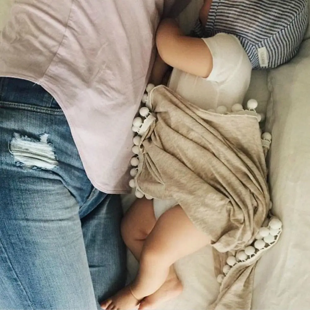 2019 детские муслин Пеленальное Одеяло Pom Swaddle1 обёрточная бумага новорожденных