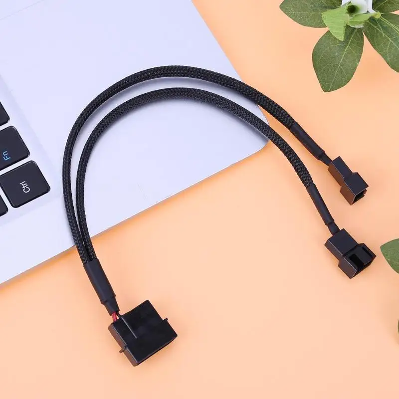 High Quality 4pin IDE Molex to 2 Port 3Pin/4Pin Cooler Cooling Fan Splitter Power Cable Black Sleeved Computer Cables Connectors |