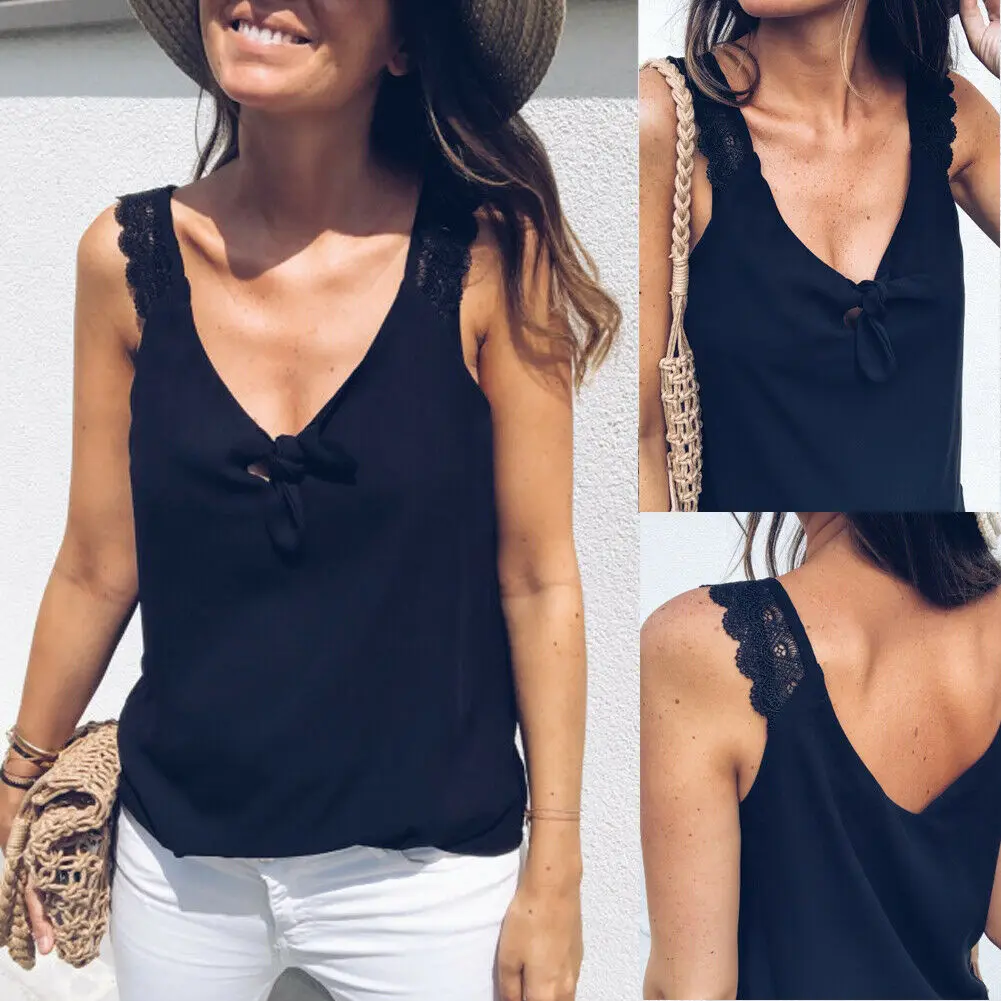 Майка женская с V-образным вырезом Модный повседневный однотонный Мягкий Топ без