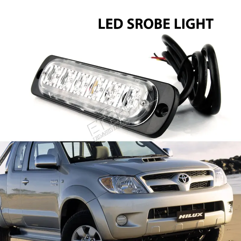 

free10pc 6 led strobe light amber blue white green red emergency car motocycles pickup truck signal turn warning light lamp