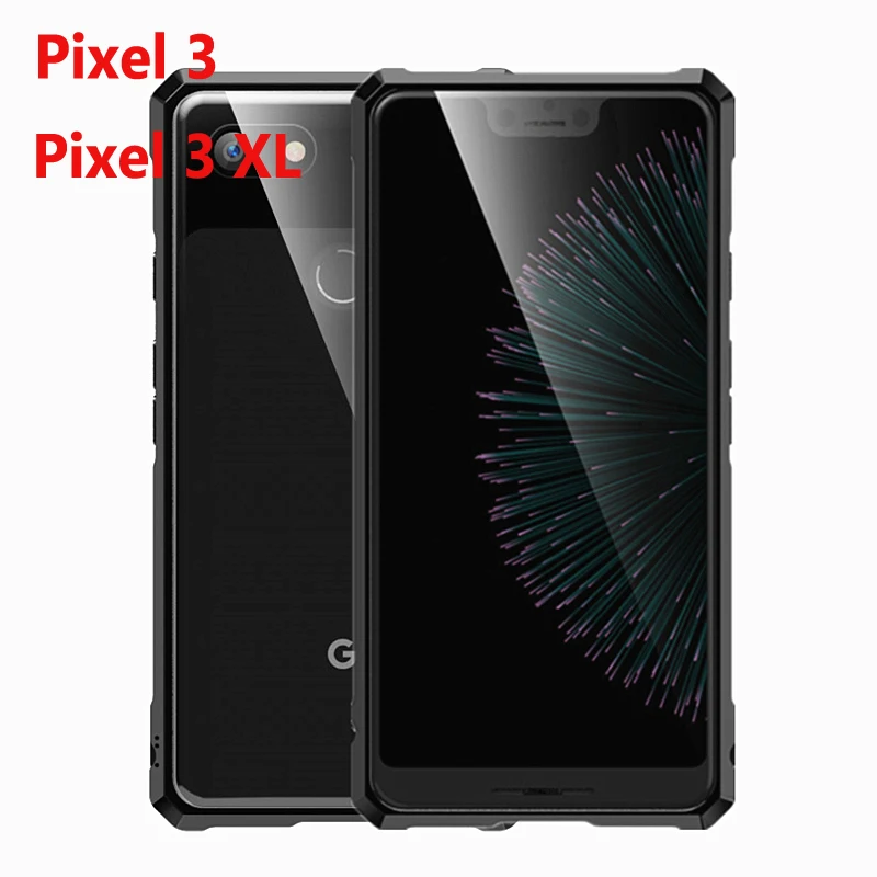 For Google Pixel 3 3XL Bumper Pixel3 Phone Cases Aluminum Metal Frame with Clear Tempered Glass Back Cover for XL |