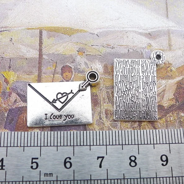 

90pcs Exquisite I love you letter Popular in Europe America charms pendants 8*8mm Antique silver Handmade accessories