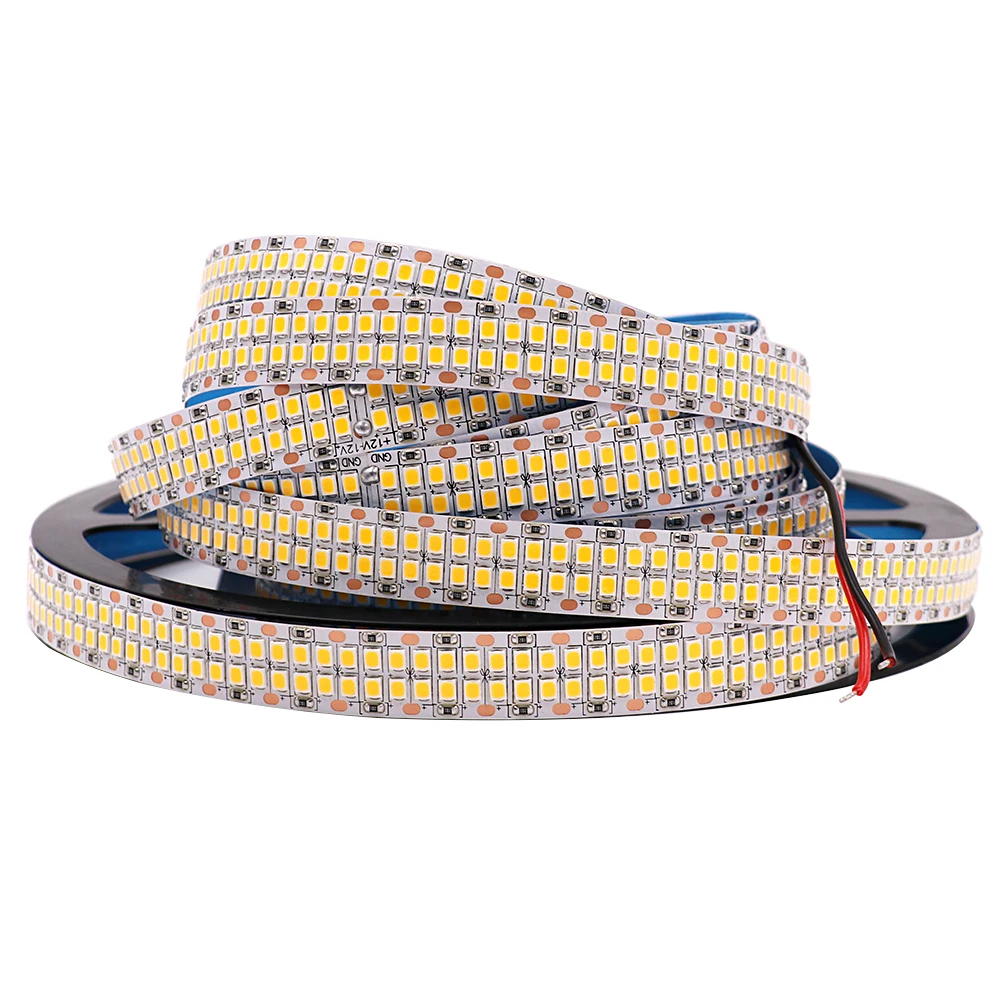 Светодиодный Шнур 2835 SMD 480 s/M 12 В 24 в 2400 светодиодный двухрядный гибкий ленточный