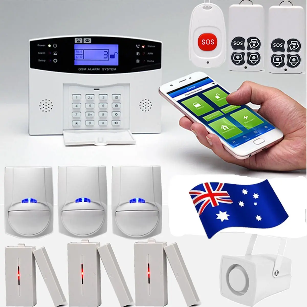 ЖК экран GSM беспроводная домашняя охранная сигнализация SOS датчик движения двери