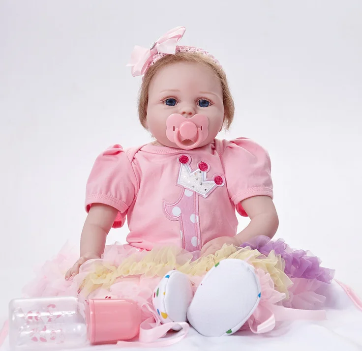 Реалистичная кукла-реборн для девочек, 22 дюйма, Реалистичная силиконовая игрушка для новорожденных с одеждой, подарок на день рождения