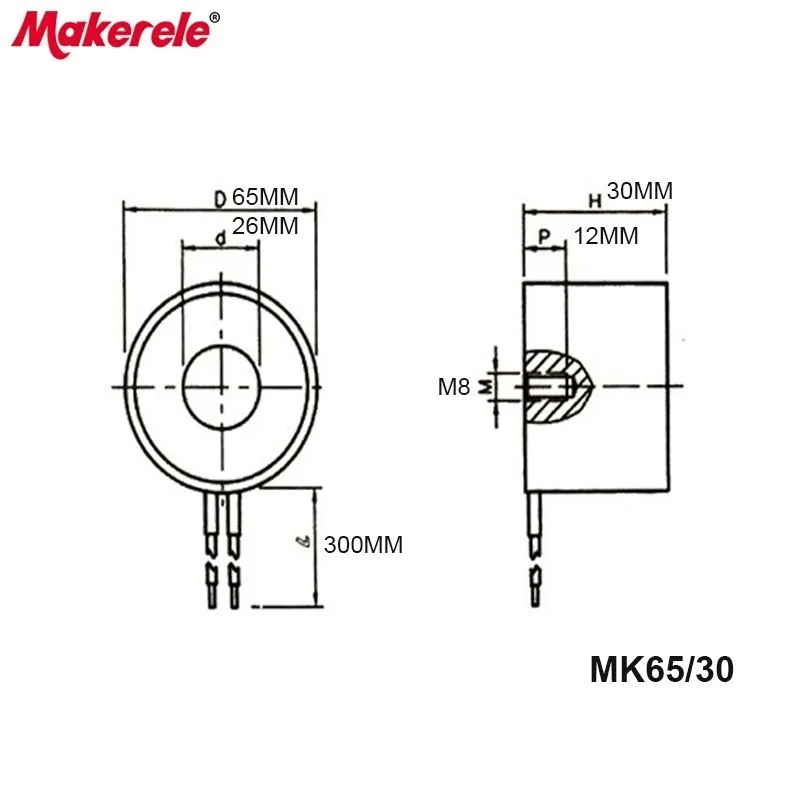 MK65/30 DC 6V 12V 24V Электромагнит Холдинг Электрический магнит подъема 80 KG/800N