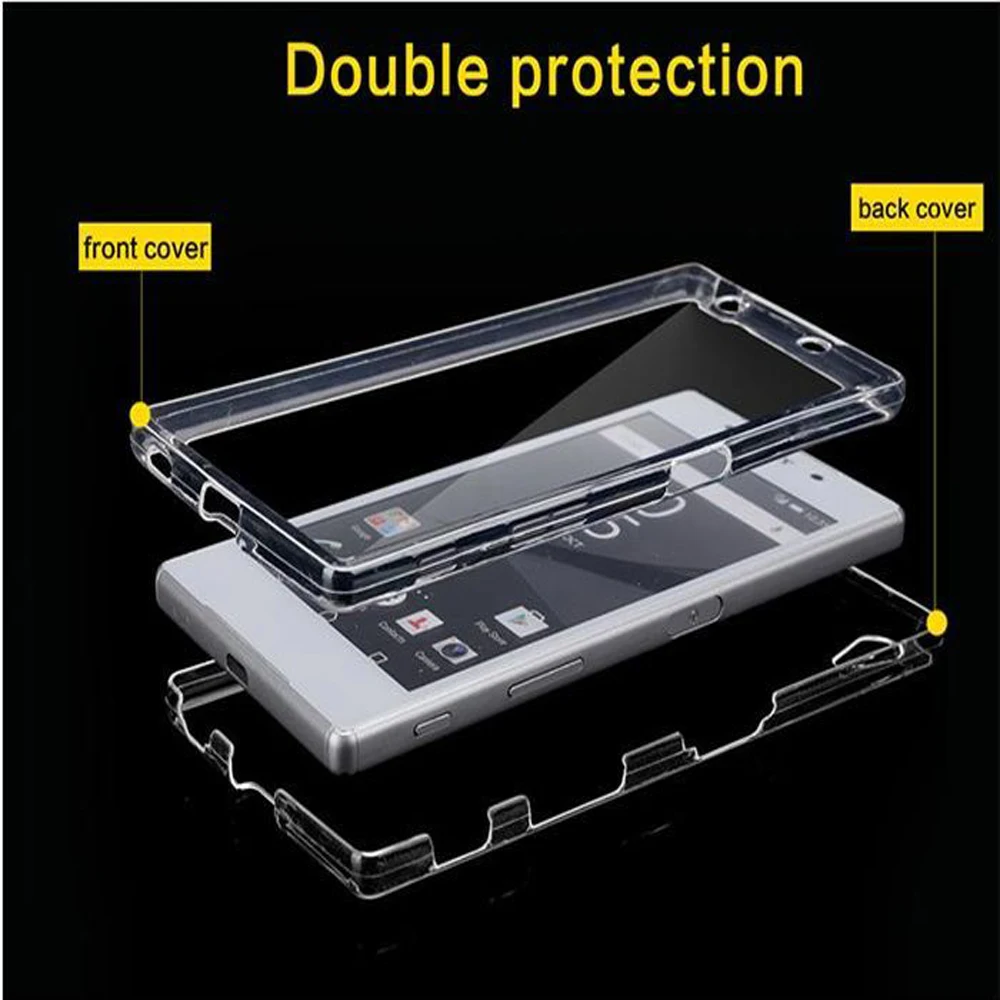 360 Full body Shockproof Capa For Sony Xperia M4 M5 XA Z5 Mini X Z3 C5 C4 Plus Soft Clear Silicon TPU Cases Cover |