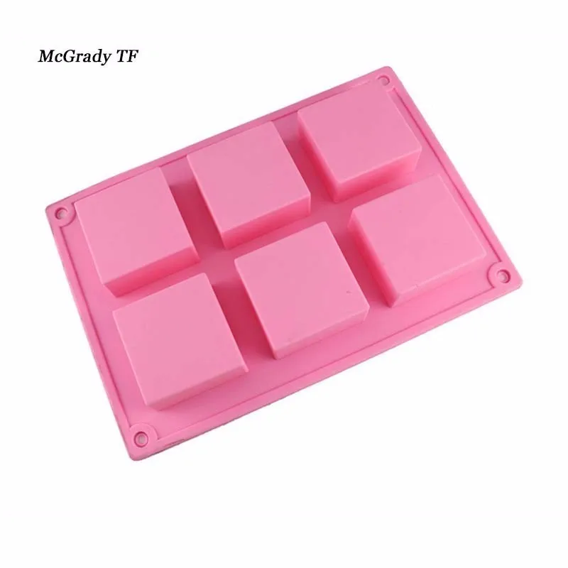 MAC Новый 16*23 см 6 полостей 3D ручной прямоугольник Площадь силикона Мыло плесень